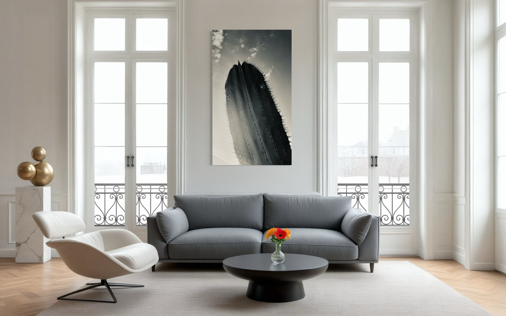 Desert Ascend — elegant desert structure centered between tall French windows.