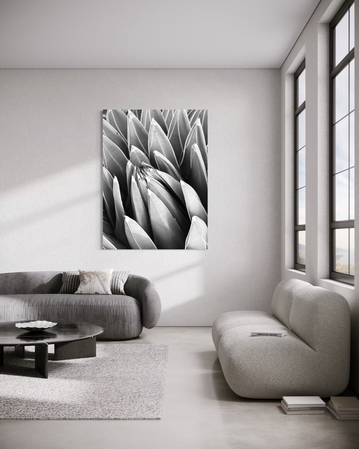 Crown of Quiet displayed in a bright contemporary living space, its layered structure adding depth and calm.