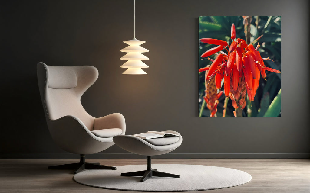 Solar Veins bringing vibrant contrast to a soft, neutral-toned sitting area.