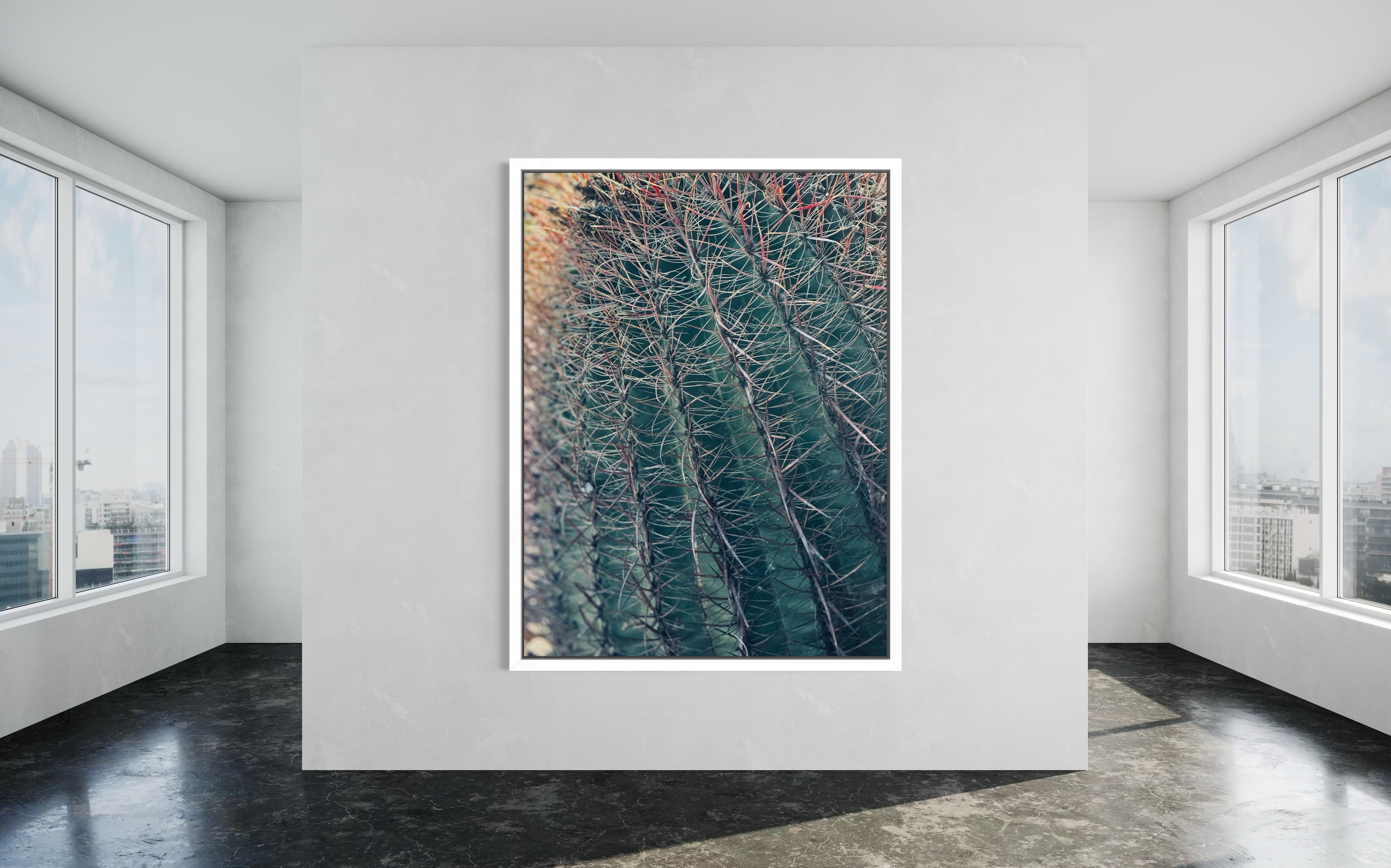 Thorns of Silence fine art print in a crisp white floating frame.