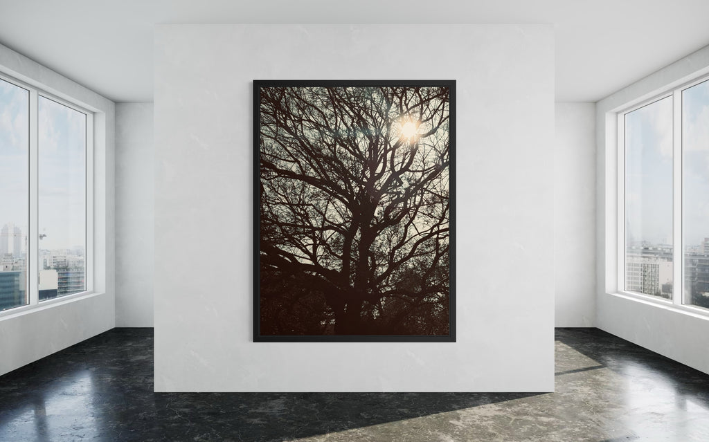 Sol Lumina presented in a black floating frame — enhancing its depth and quiet luminosity.